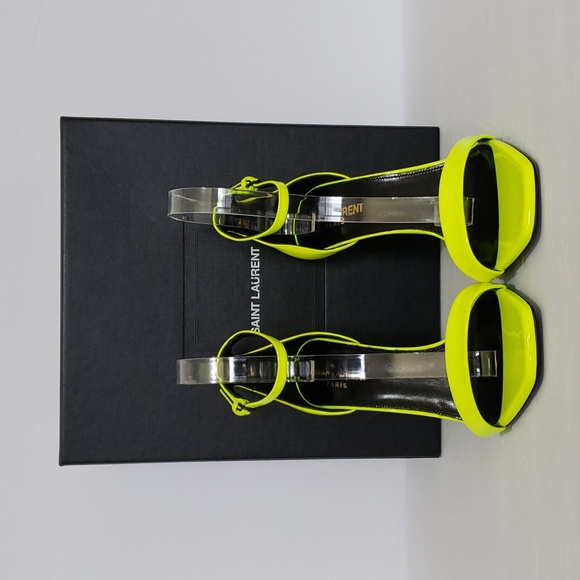 Saint Laurent Amber Neon Leather Sandals - Picture 3 of 14